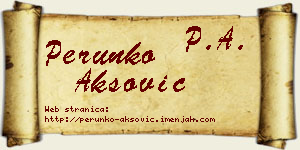 Perunko Aksović vizit kartica